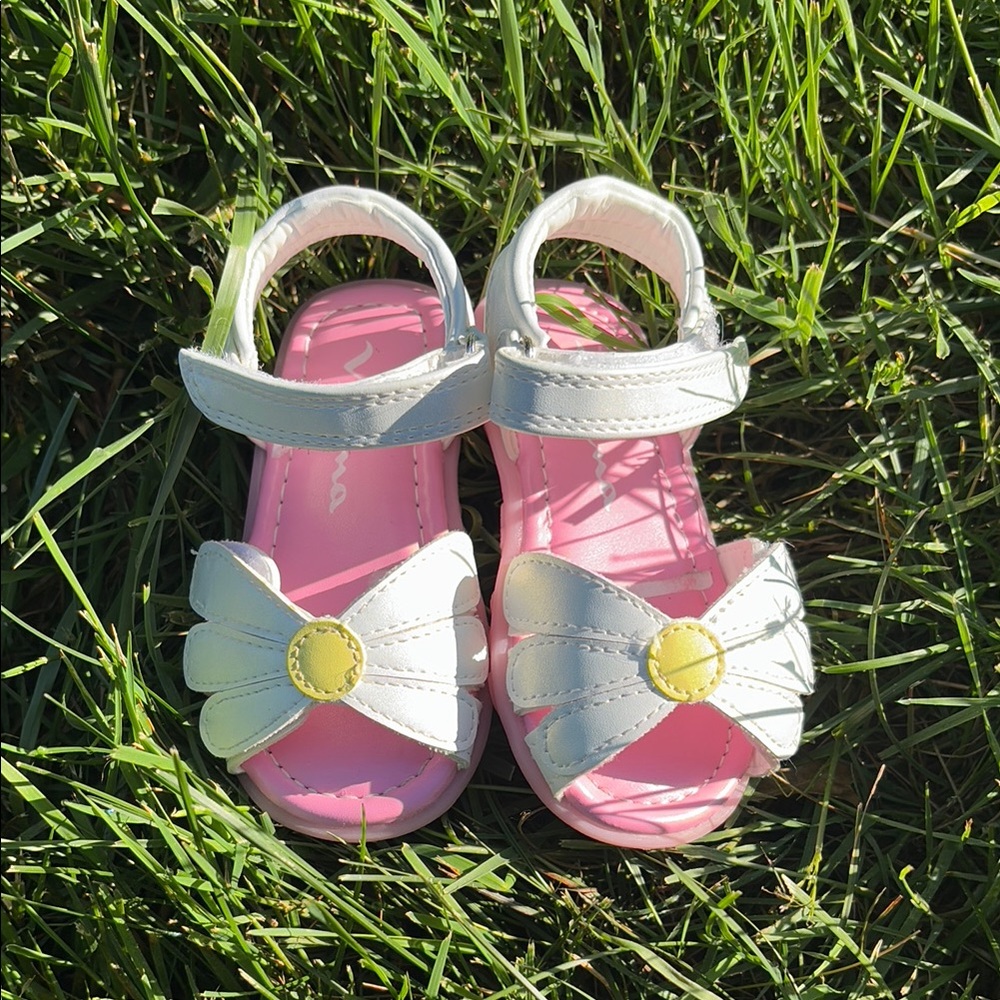 Nina White and Pink Floral Sandals